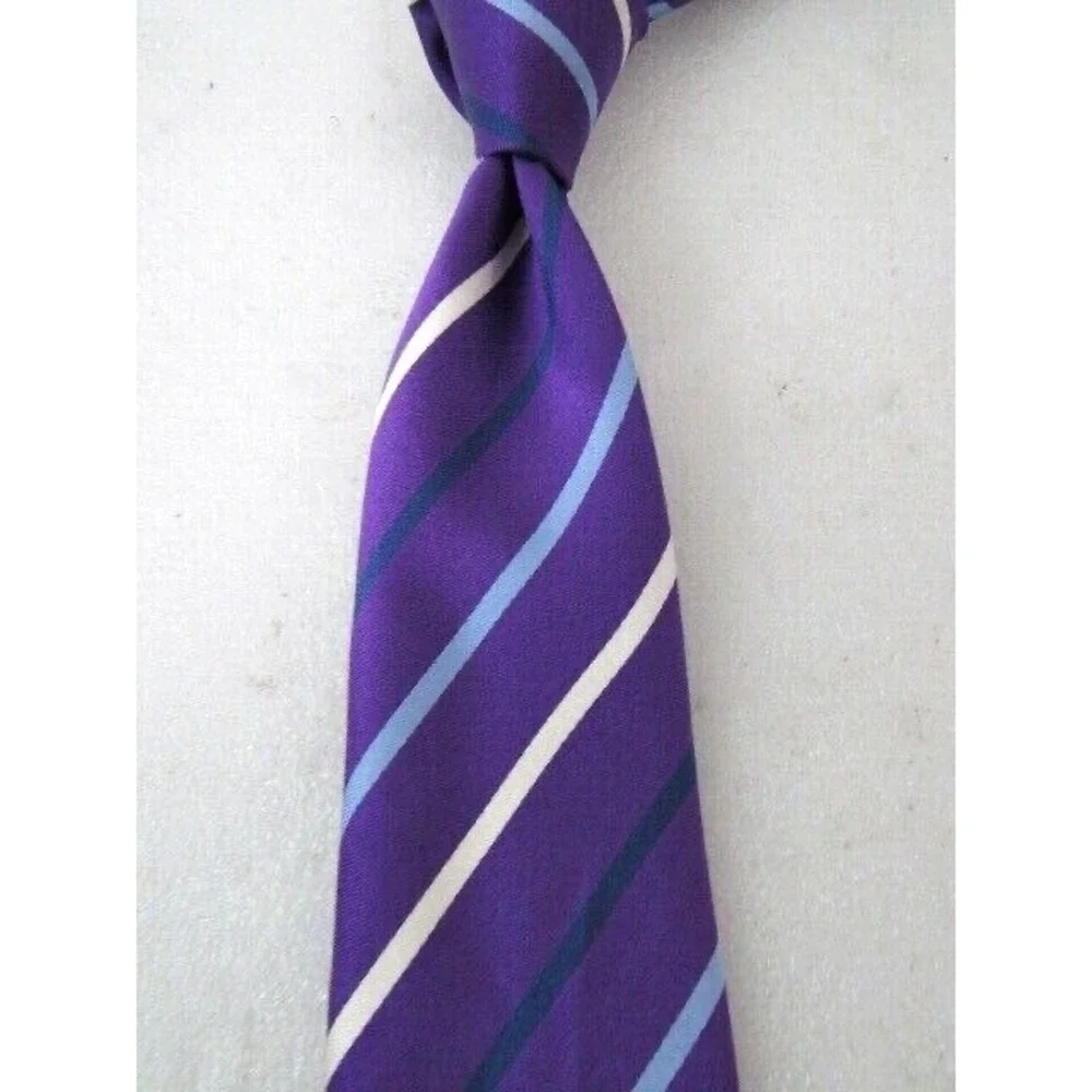 David‎ Donahue Purple Skinny Stripe Silk Tie